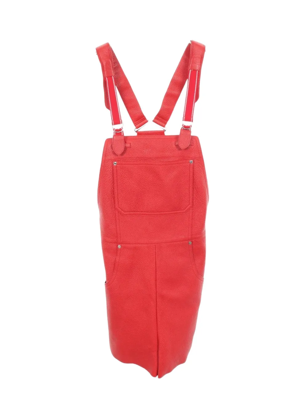Hermès Pre-Owned 2010s Sellier button leather overalls - Rosso