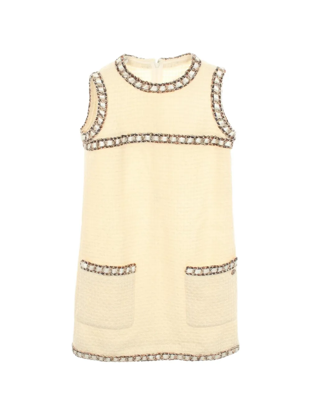 CHANEL Pre-Owned 1986-1988 tweed sleeveless mini dress - Nude