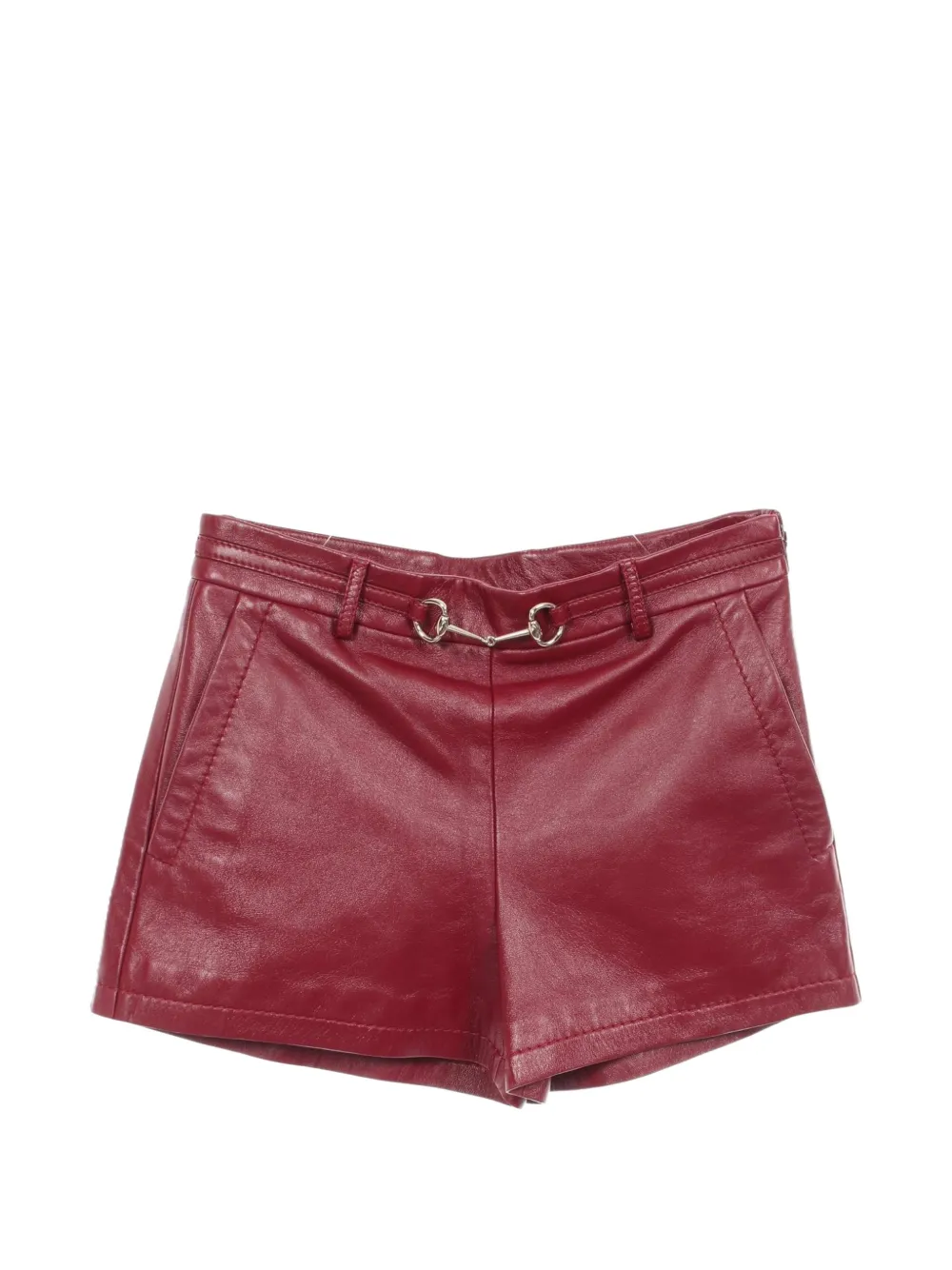 Gucci Pre-Owned horsebit leather shorts - Rosso