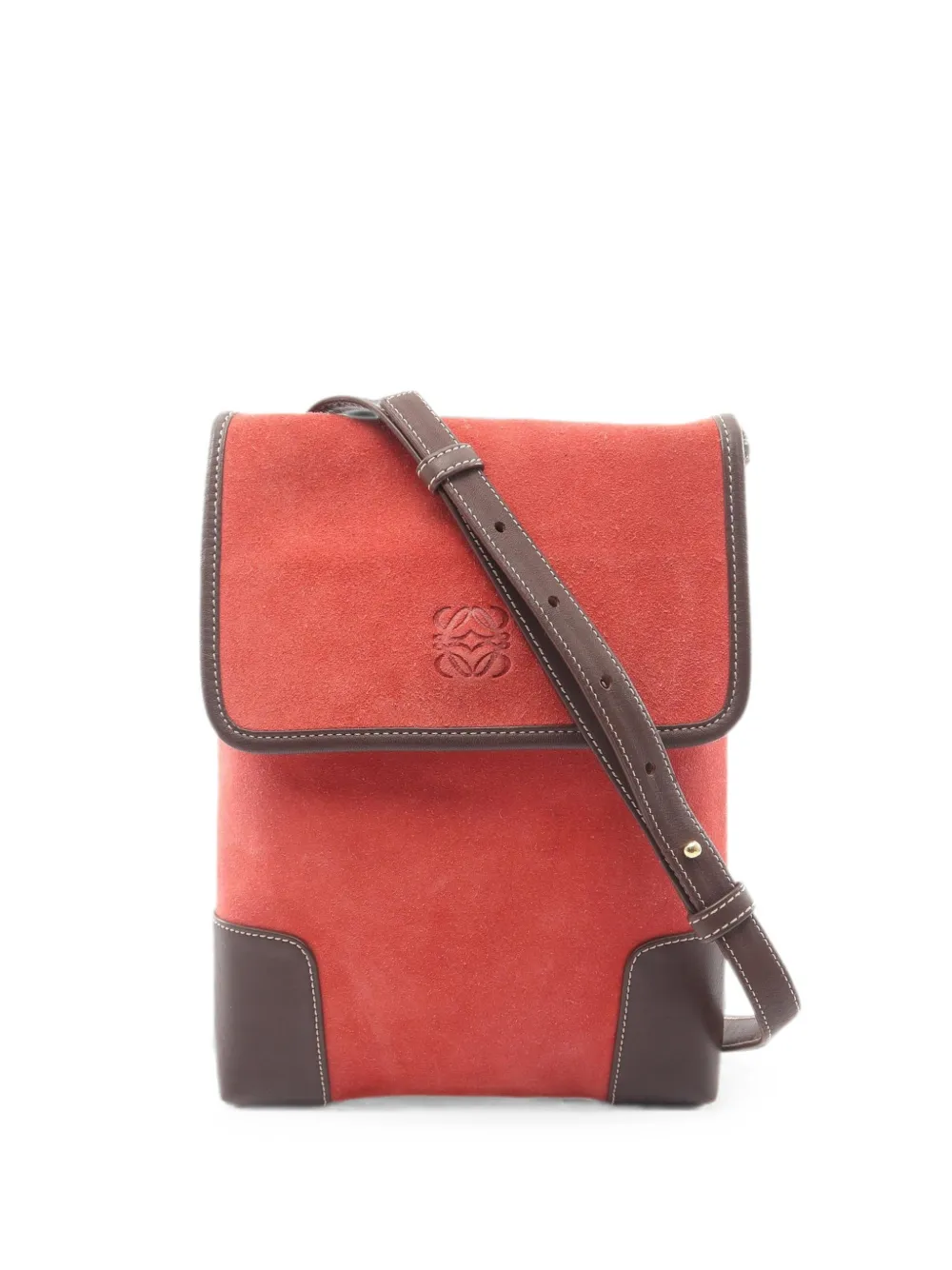 Loewe Pre-Owned 2000s anagram suede shoulder bag - Rot