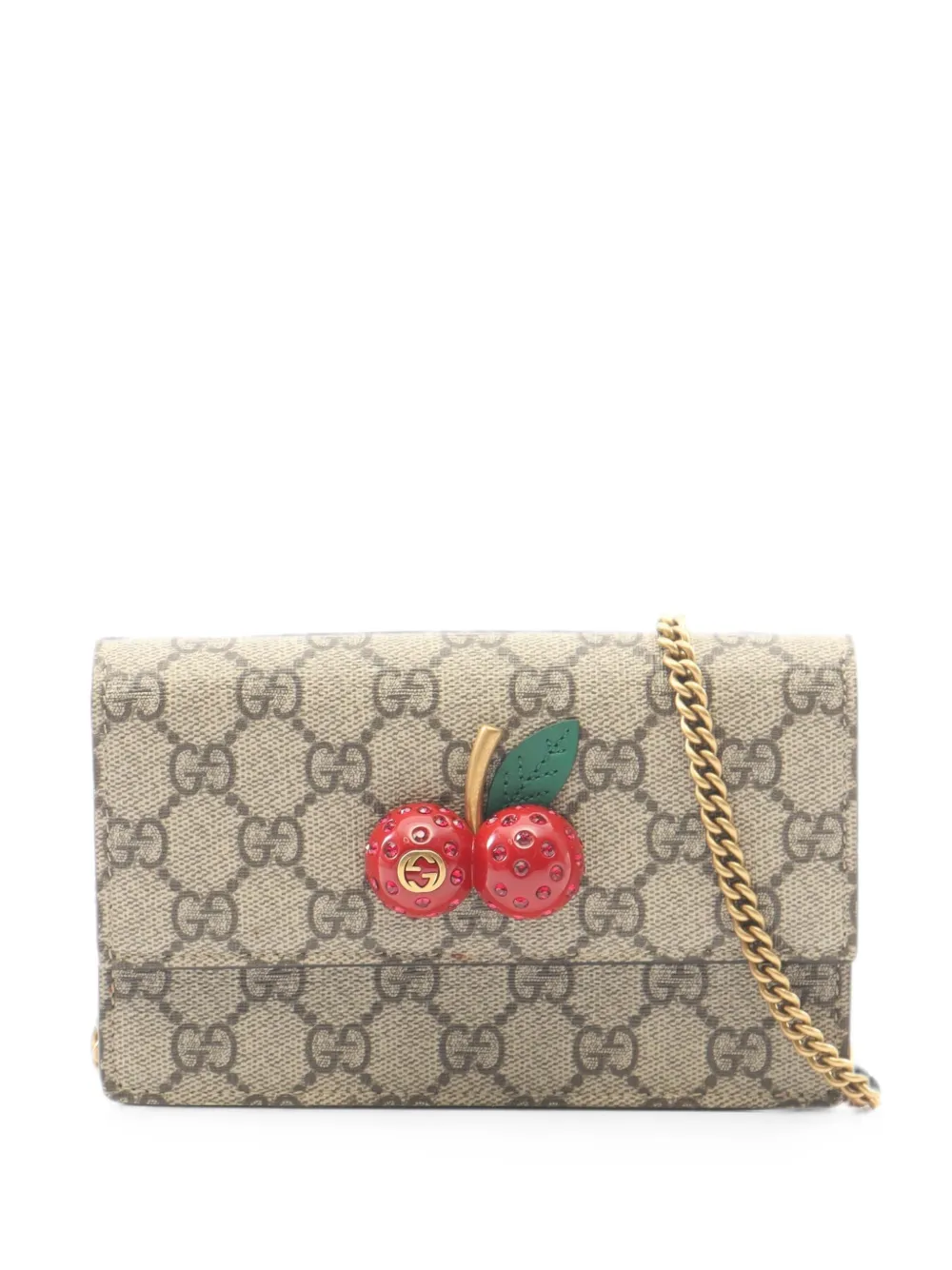 Gucci Pre-Owned 2010s cherry GG Supreme shoulder bag - Nude