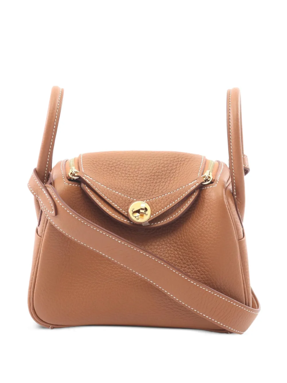 Hermès Pre-Owned mini Lindy Clemence leather shoulder bag - Marrone