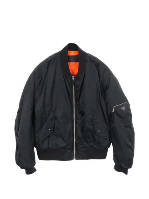 Prada Pre-Owned 2010s Re-Nylon logo-plate bomber jacket