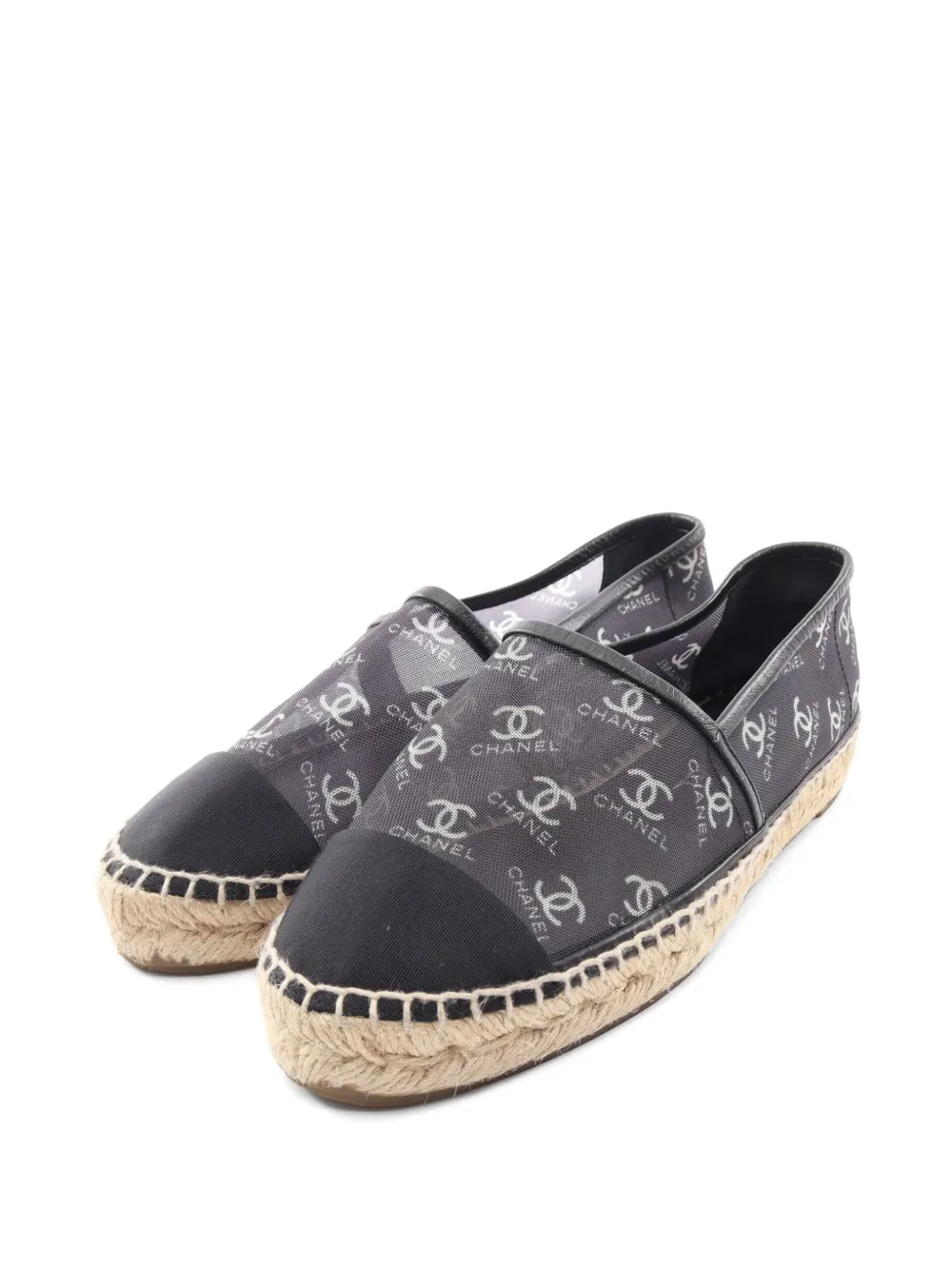 CHANEL Pre-Owned 1986-1988 logo mesh espadrilles - Schwarz