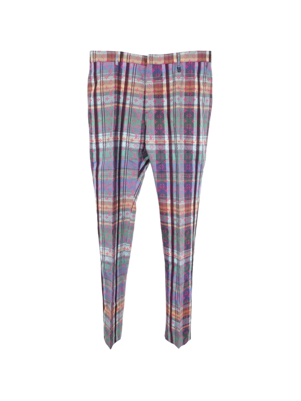 Louis Vuitton Pre-Owned 2010s Monogram Madras check-pattern trousers - Blu