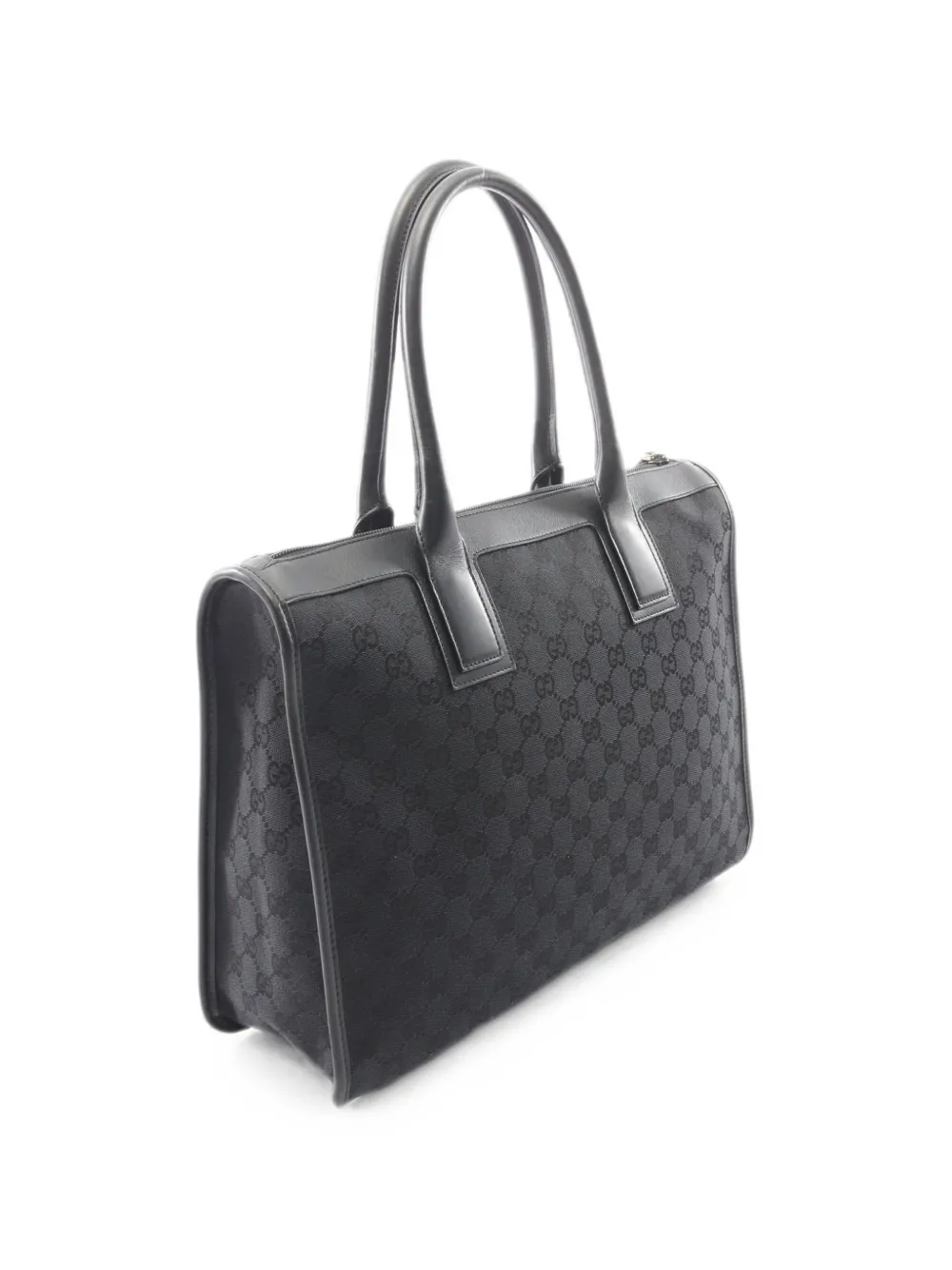 Pre-owned Gucci 2000s Gg Canvas Tote Bag In Black