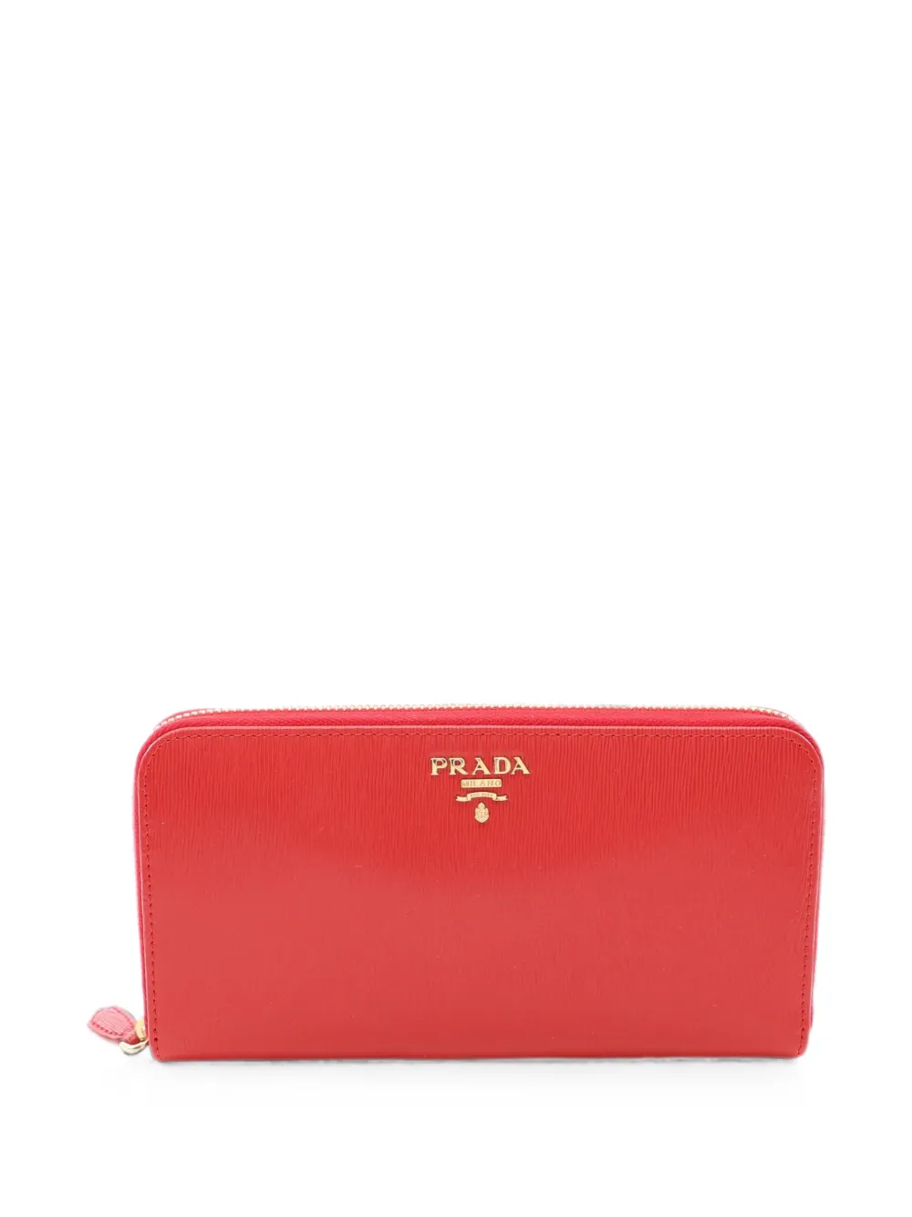 Pre-owned Prada 2010s Large Saffiano Leather Zip-around Wallet In Red