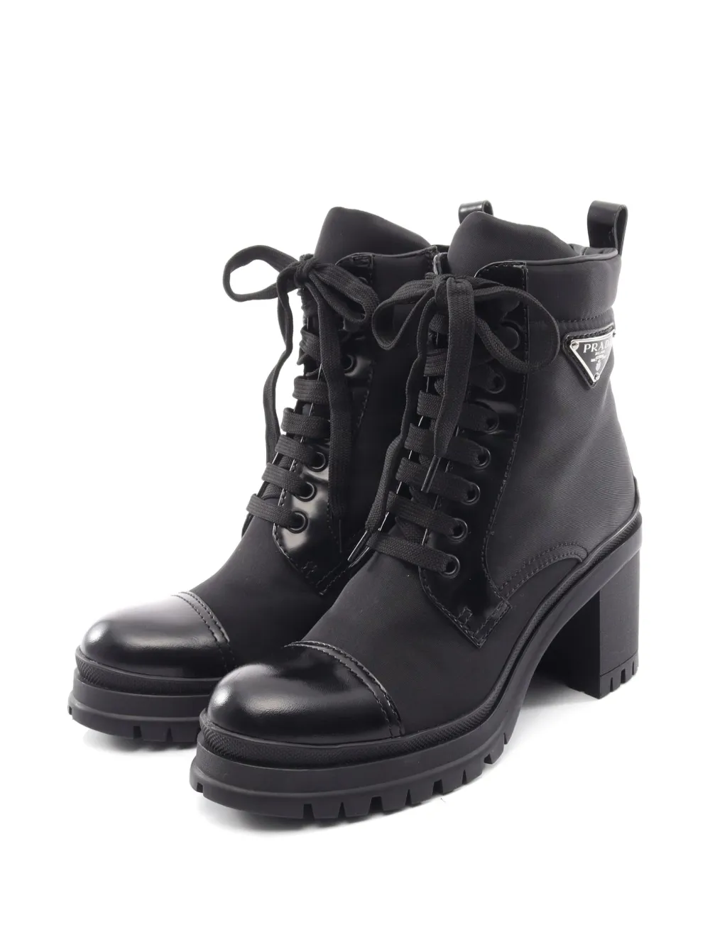 Prada Pre-Owned 2010s Re-Nylon triangle-logo boots - Nero