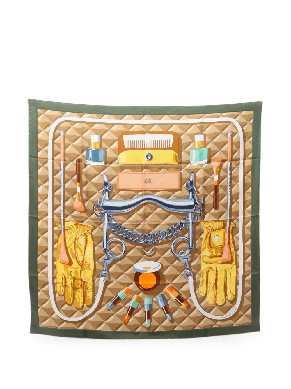 Pre-owned Hermes 2010s Beauté Composée Scarf In Neutrals