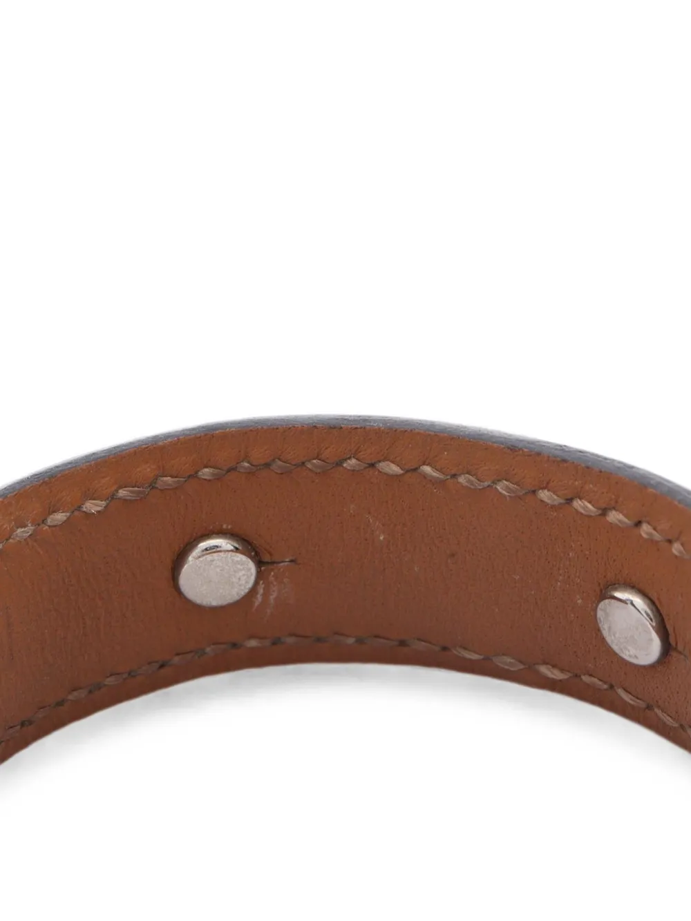 HERMES Pre-owned 2000 Agata Leather Bangle In Silver