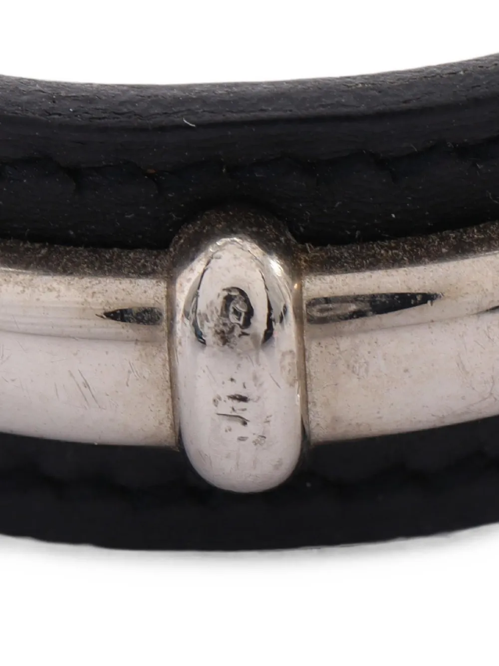 HERMES Pre-owned 2000 Agata Leather Bangle In Silver