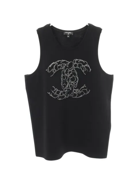 CHANEL Pre-Owned 1986-1988 Coco Mark Camellia ruffled tank top