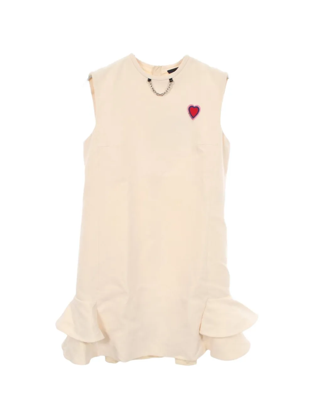 Pre-owned Louis Vuitton 2000s Game On Heart-patch Mini Dress In Neutrals