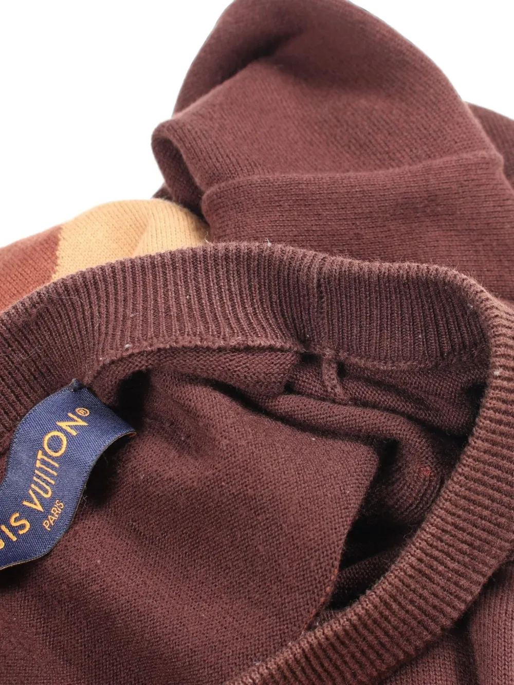 Pre-owned Louis Vuitton 2010s Intarsia-knit T-shirt In Brown