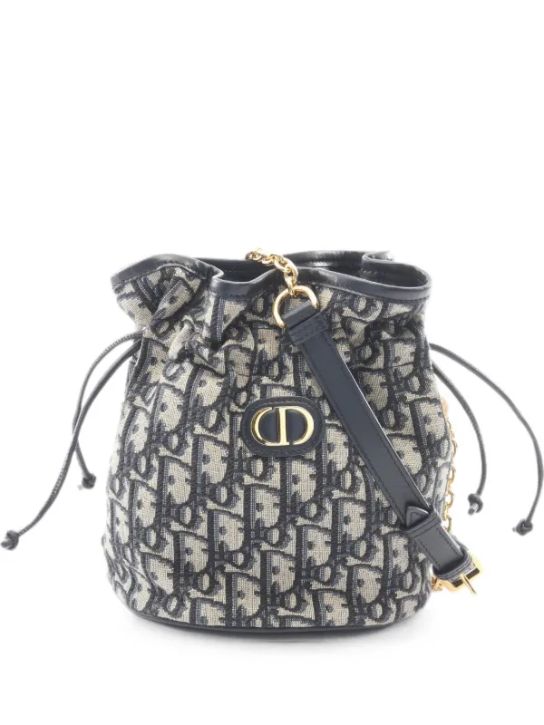 Dior Pre-owned 2010s 30 Montaigne Oblique Bucket Bag in Blue