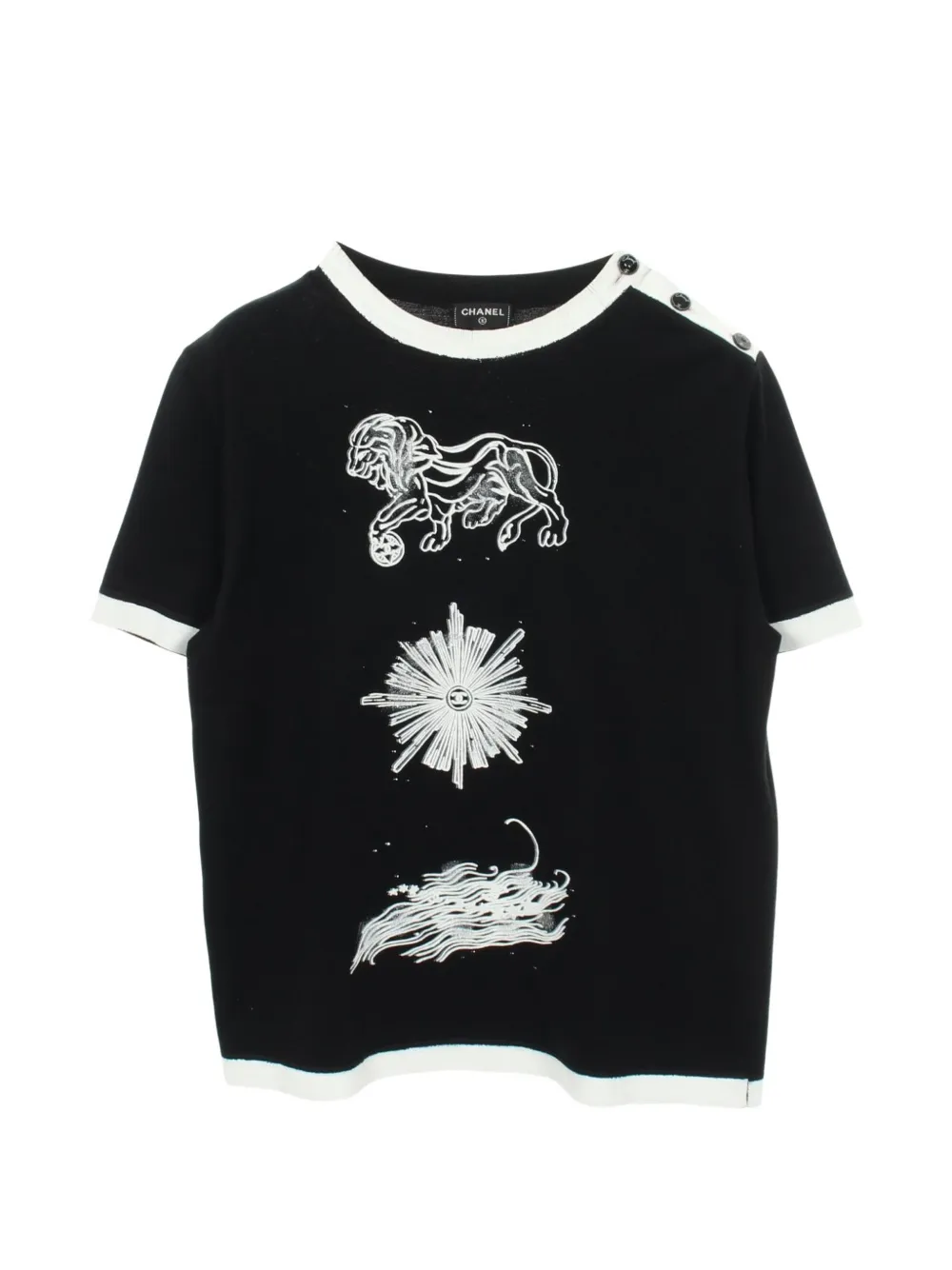 Pre-owned Chanel 1986-1988 Cocomark Button T-shirt In Black