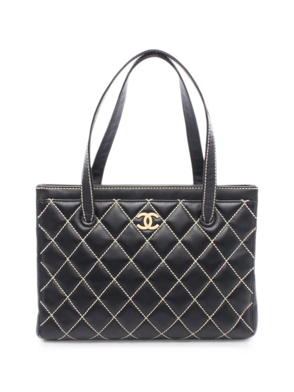 Pre-owned Chanel 2004-2005 Wild Stitch Tote Bag In Black