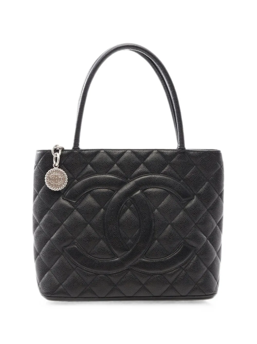Pre-owned Chanel 2005-2006 Reissue Caviar Skin Tote Bag In Black