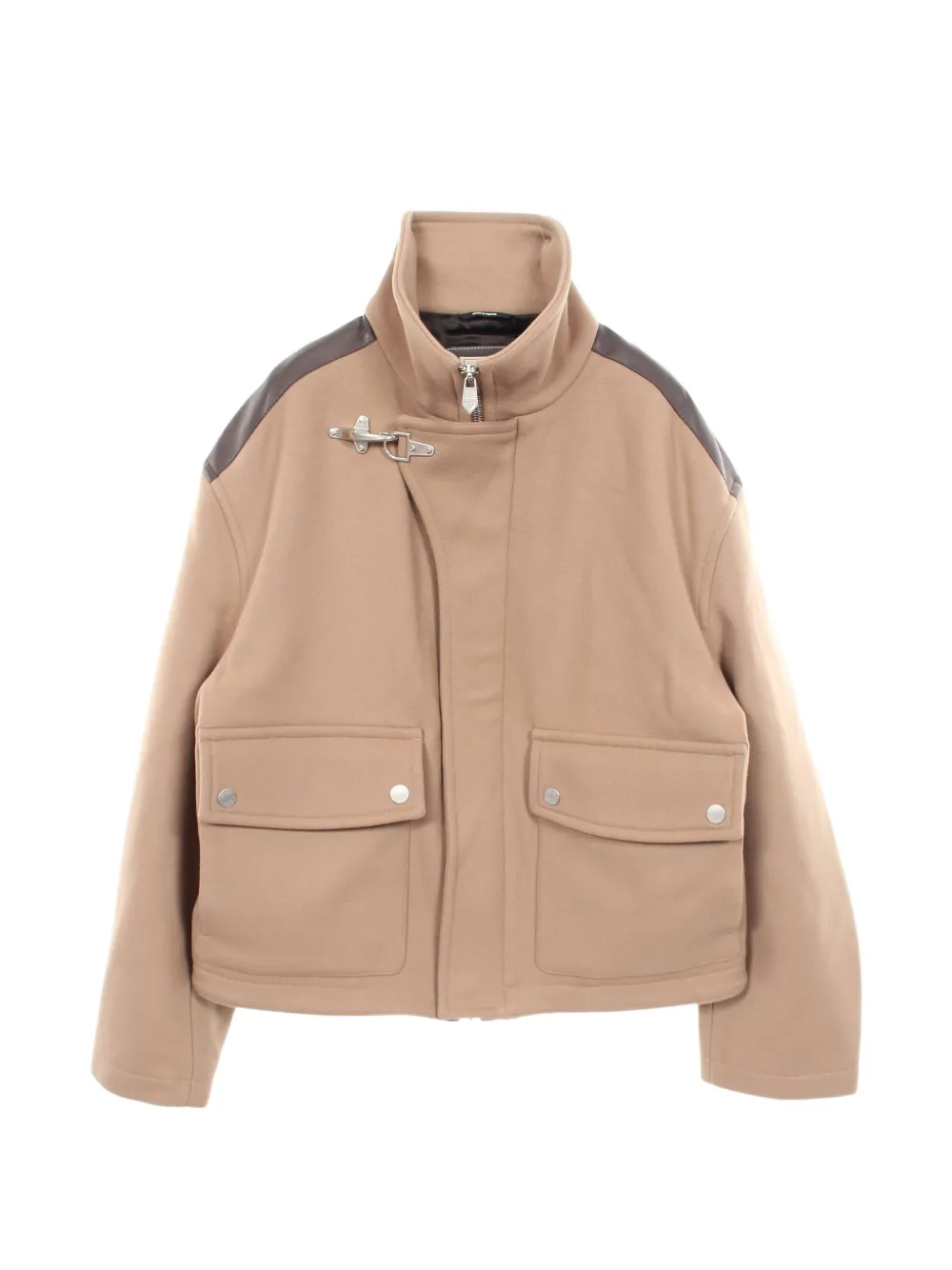 Hermès Pre-Owned 2010s leather-trim wool jacket - Nude