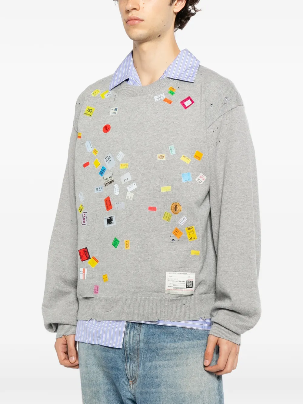 Maison MIHARA YASUHIRO Trui met stickerprint Grijs