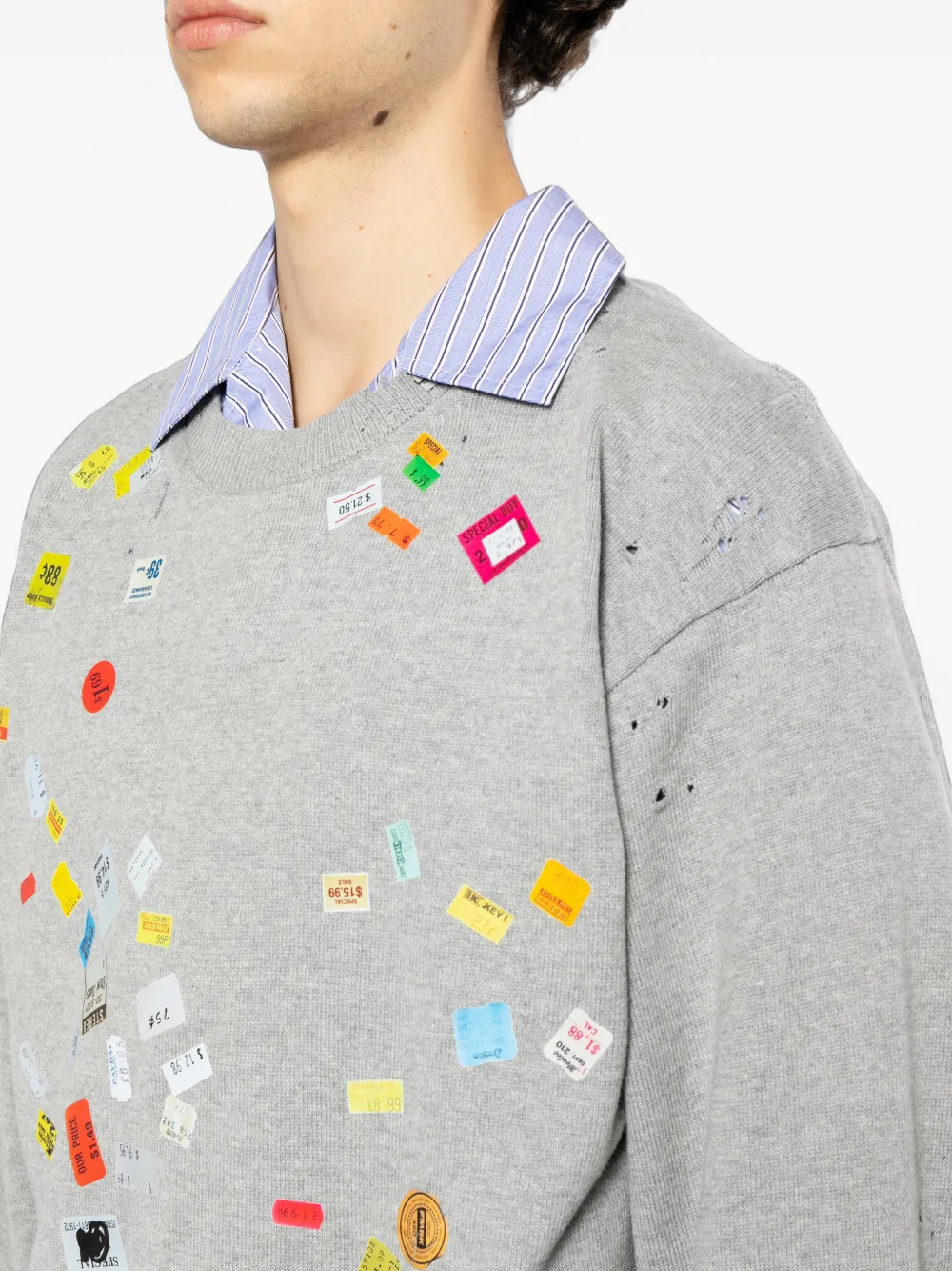 Maison MIHARA YASUHIRO Trui met stickerprint Grijs