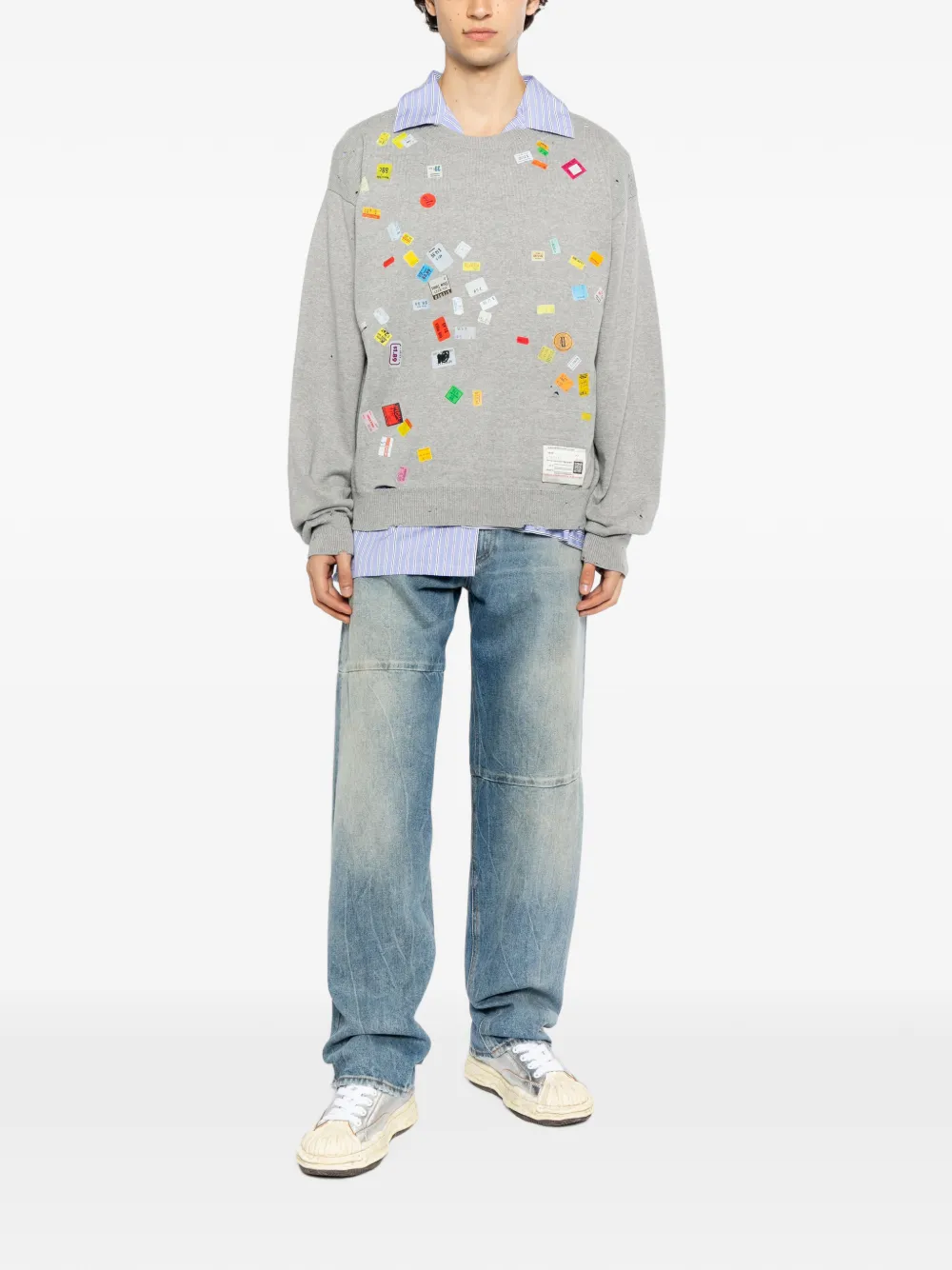 Maison MIHARA YASUHIRO Trui met stickerprint Grijs