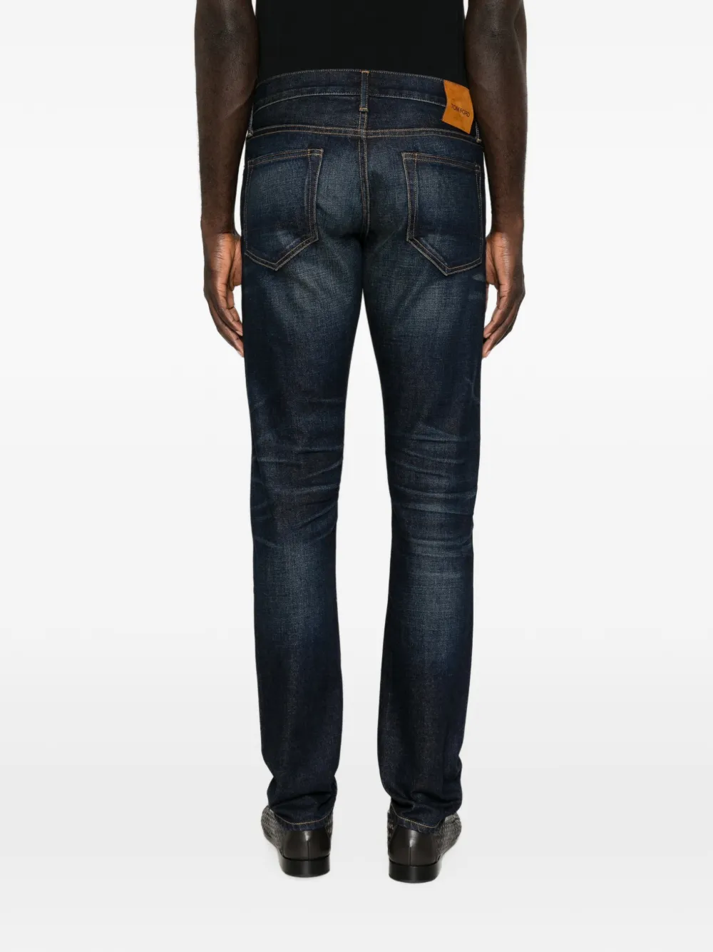 TOM FORD Jeans met logopatch en riemlus Blauw