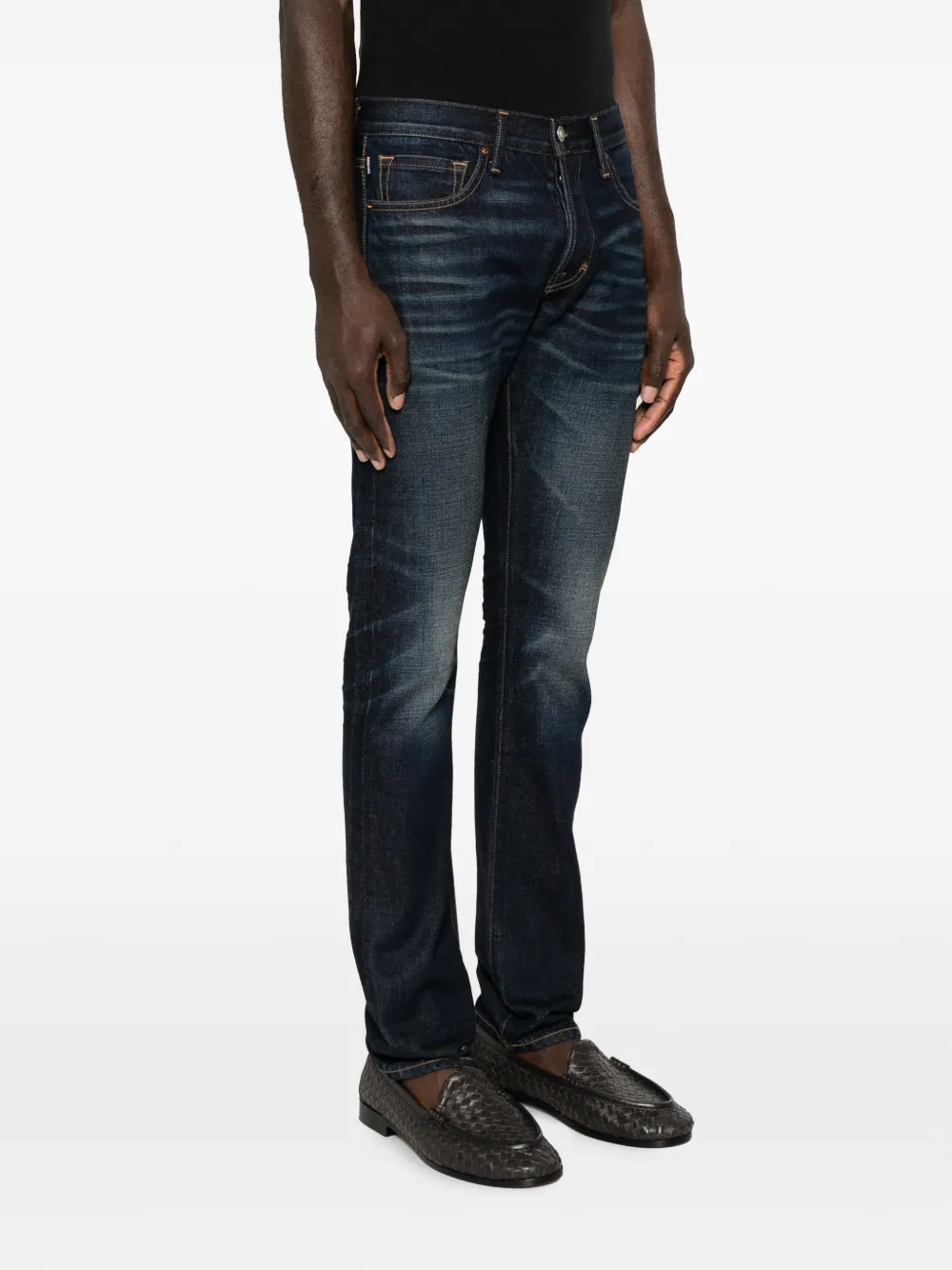 TOM FORD Jeans met logopatch en riemlus Blauw