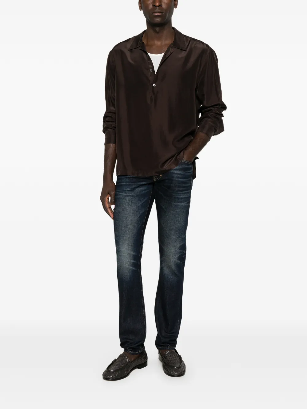 TOM FORD Jeans met logopatch en riemlus Blauw