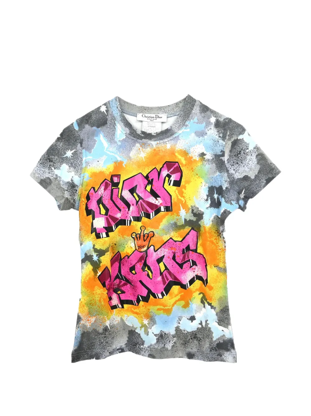 Pre-owned Dior 2004  Kaos Graffiti-print T-shirt In Grey