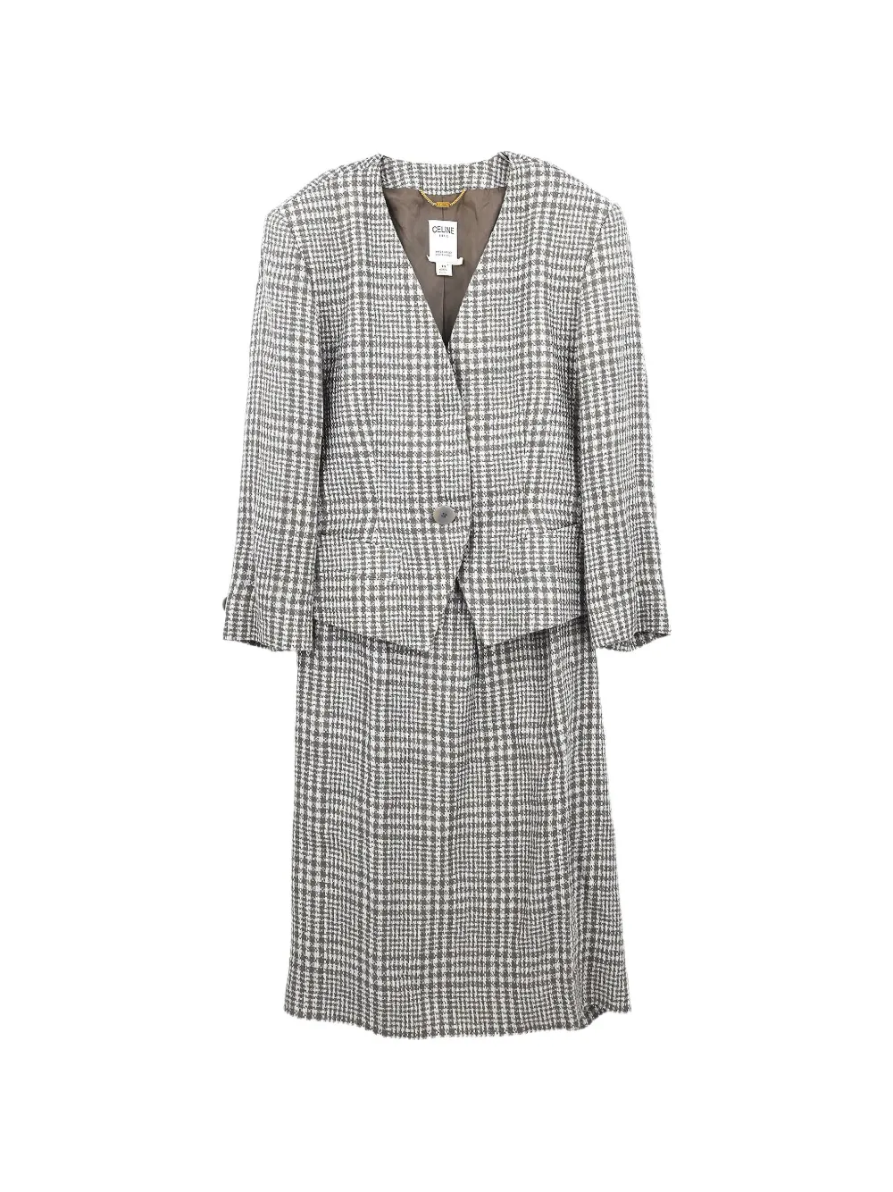 Celine Pre-Owned 1990-2000s check skirt suit - Grigio
