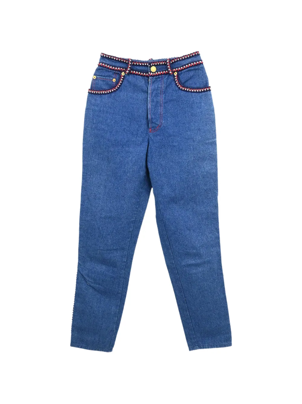 CHANEL Pre-Owned 1990-2000s CC Interlocking braided-trim jeans - Blau