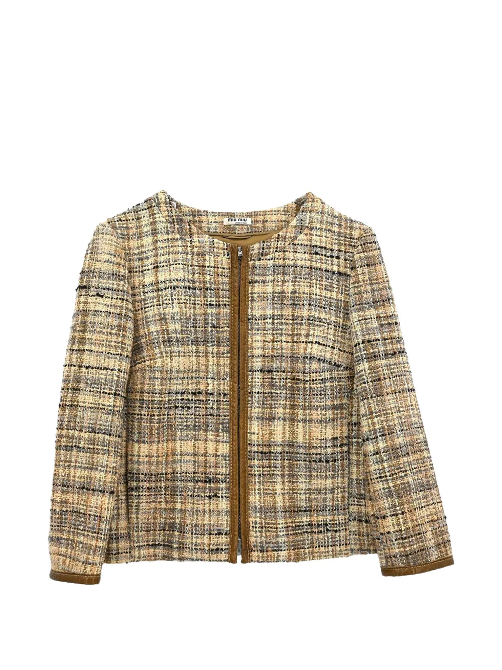 Miu Miu Pre-Owned zip-up tweed jacket - Toni neutri