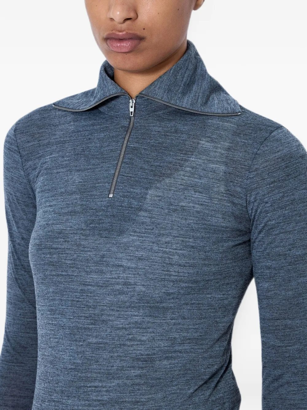 Jil Sander Fijngebreide polotop met kwartrits Grijs
