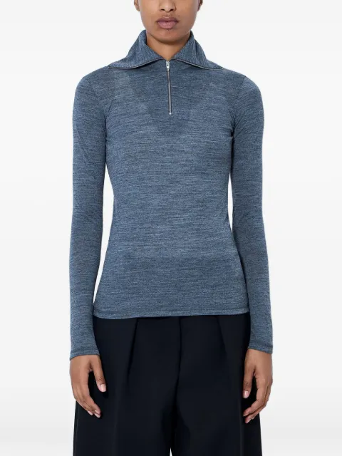 Jil Sander polo de punto fino con media cremallera