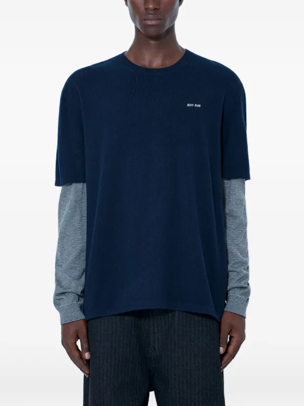 Miu Miu Wool and Cashmere Sweater in Blue