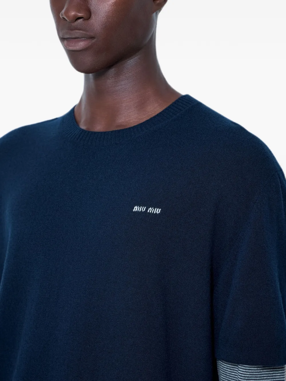 Miu Miu Wool and Cashmere Sweater in Blue, view 4
