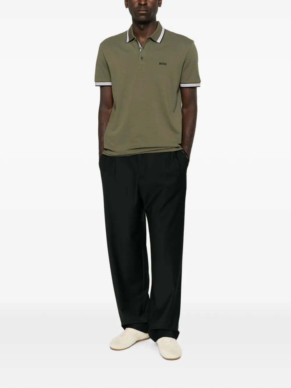 BOSS Poloshirt met geborduurd logo Groen