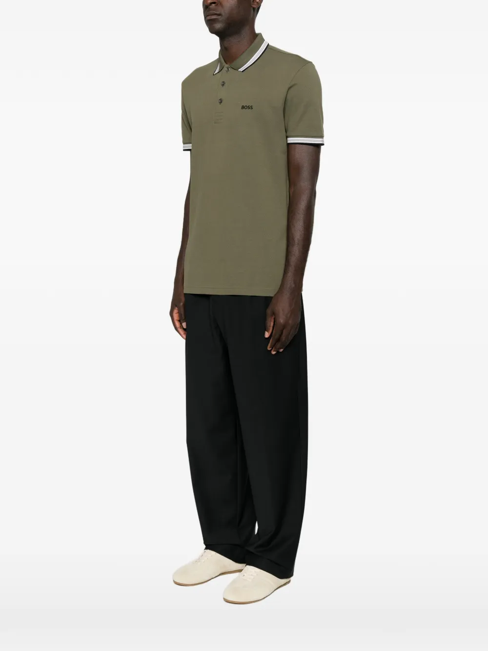 BOSS Poloshirt met geborduurd logo Groen