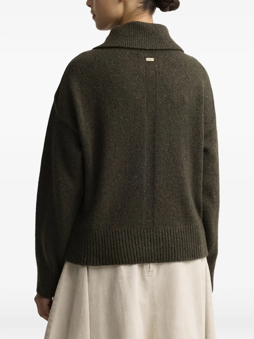 Barbour Lavensdale gespikkelde trui met kwartrits Groen
