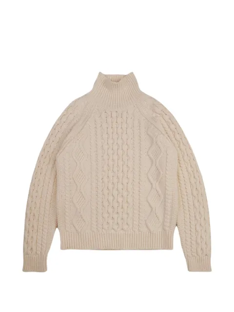 Baracuta Aran Mock Neck cable-knit sweater