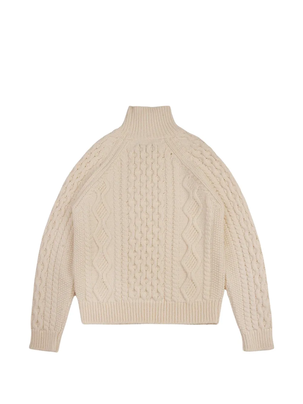 Baracuta Aran kabelgebreide trui met hoge hals Beige