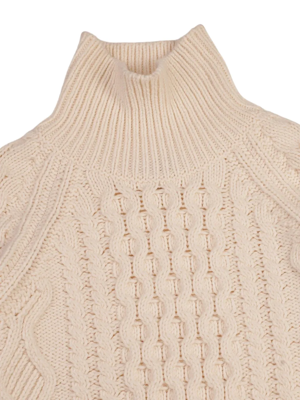Baracuta Aran kabelgebreide trui met hoge hals Beige