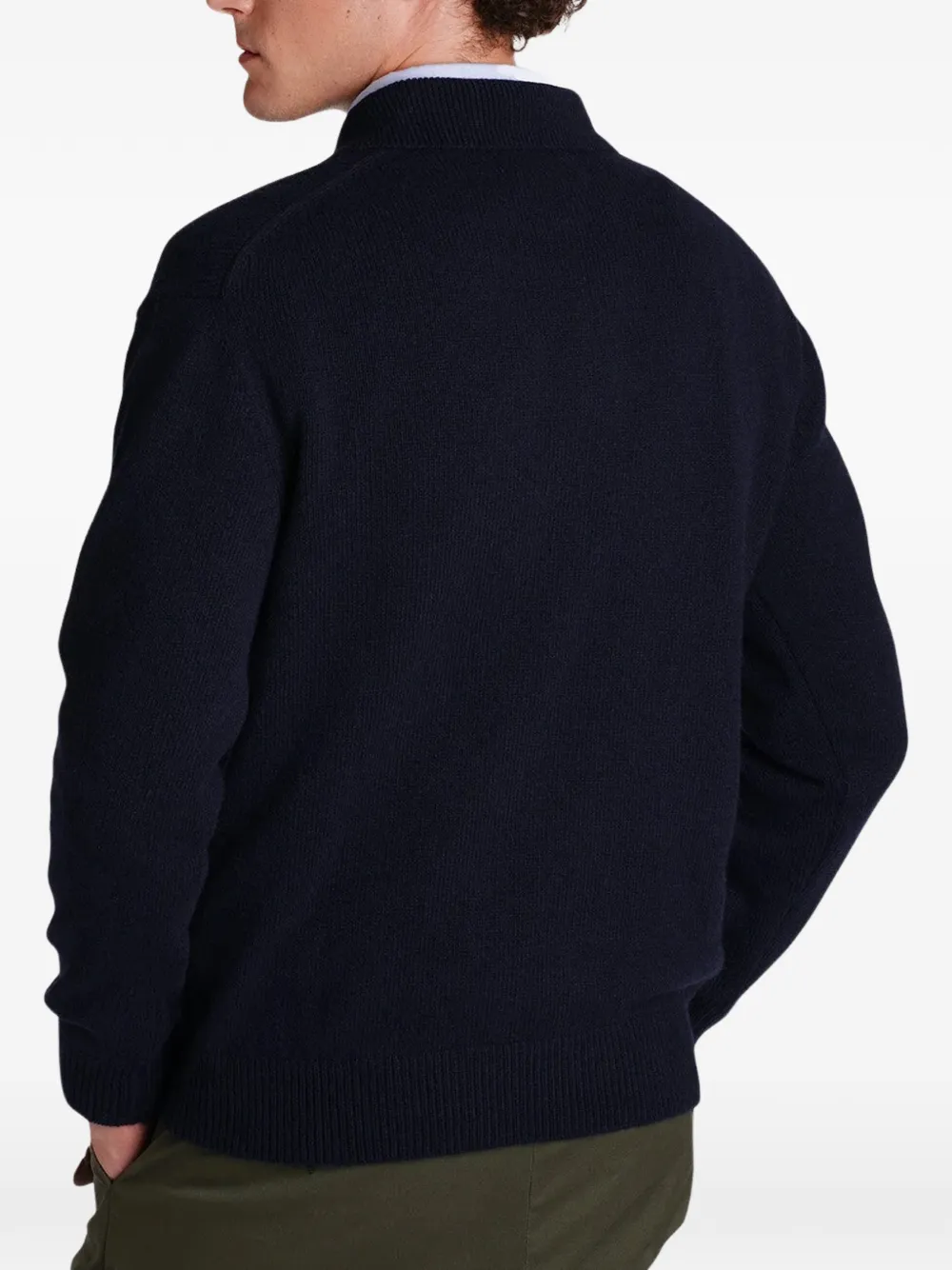 Baracuta Trui met argyle-intarsia en polokraag Blauw