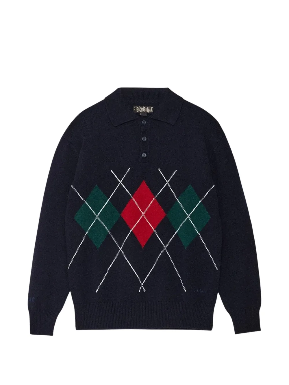 Baracuta argyle-intarsia polo-collar sweater