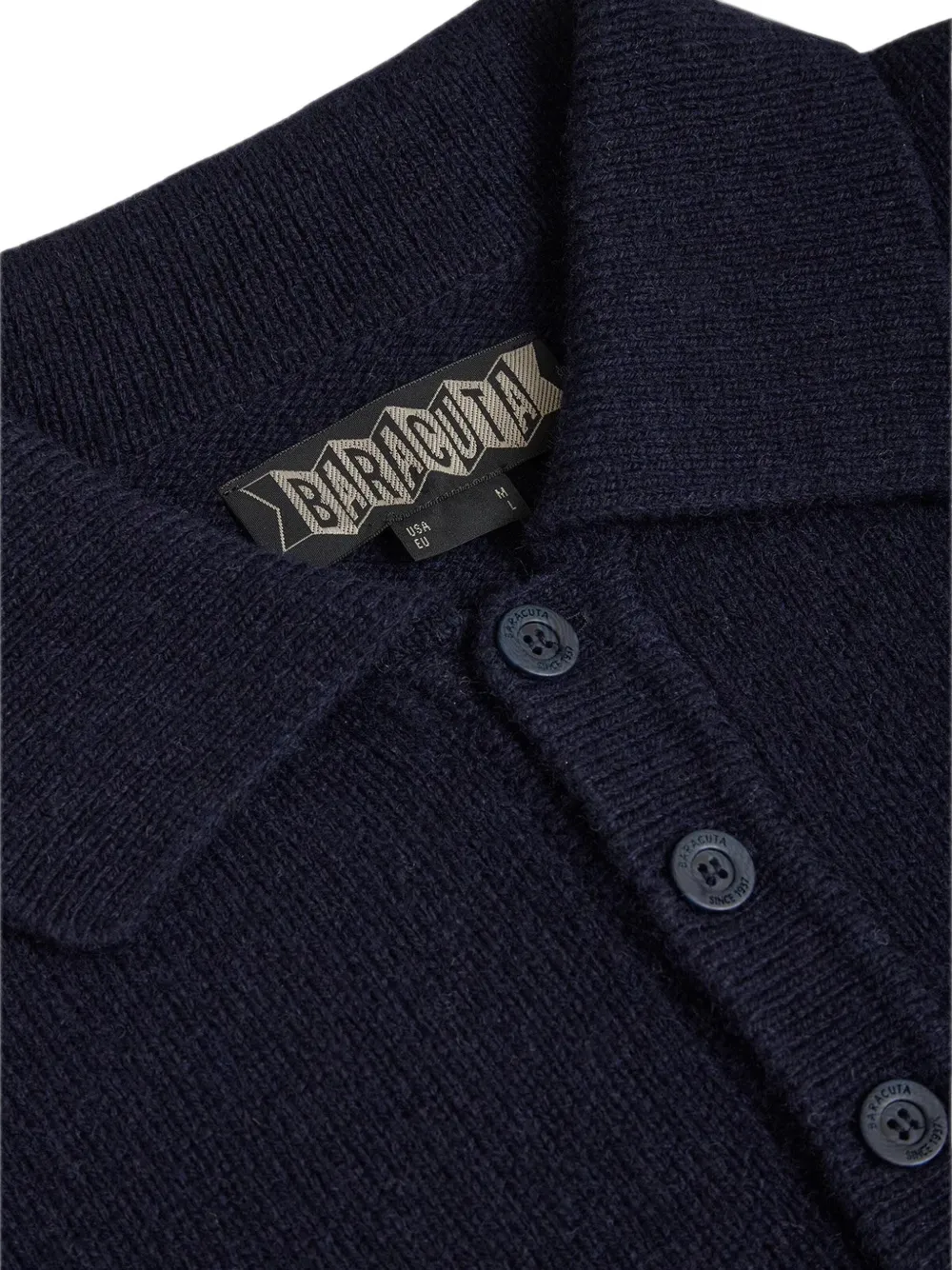 Baracuta Trui met argyle-intarsia en polokraag Blauw
