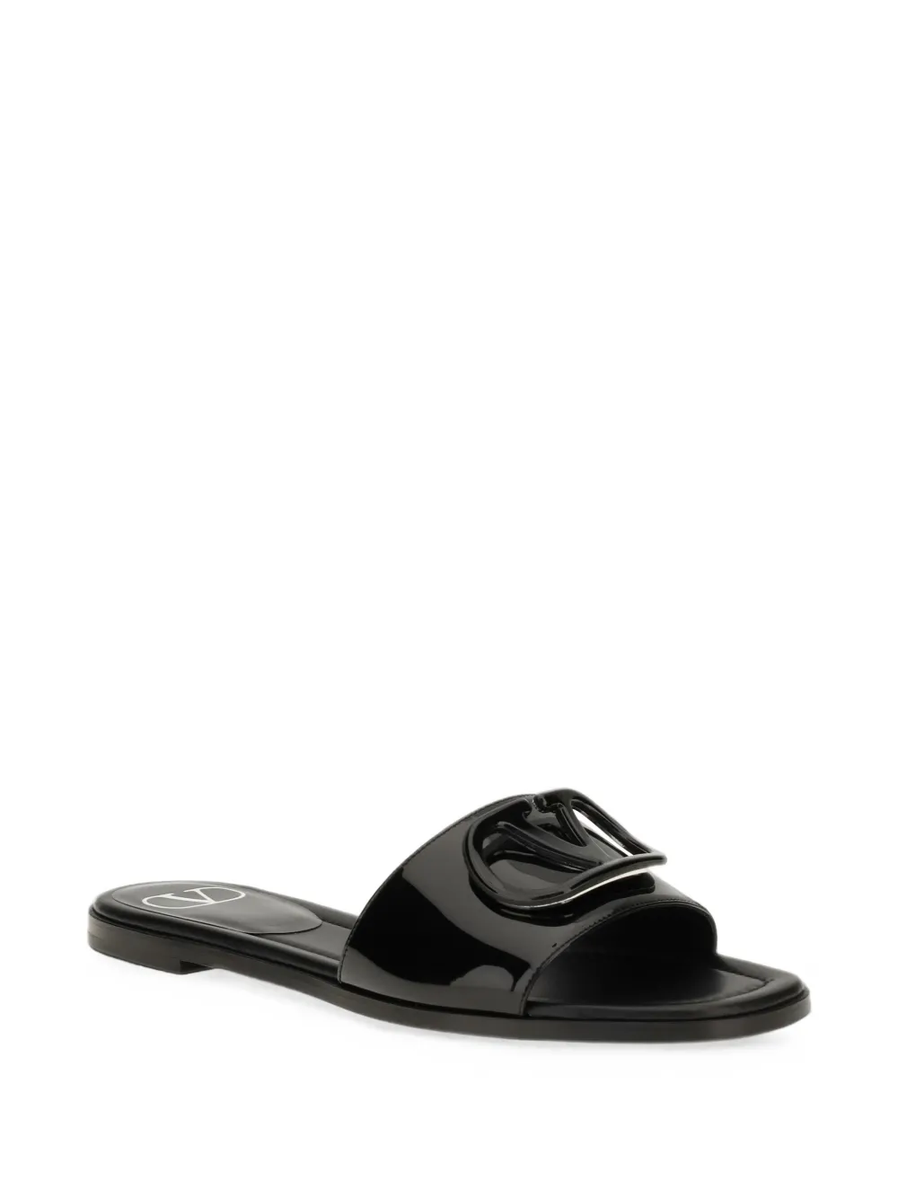 Valentino Garavani VLogo Signature patent-leather sandals Zwart