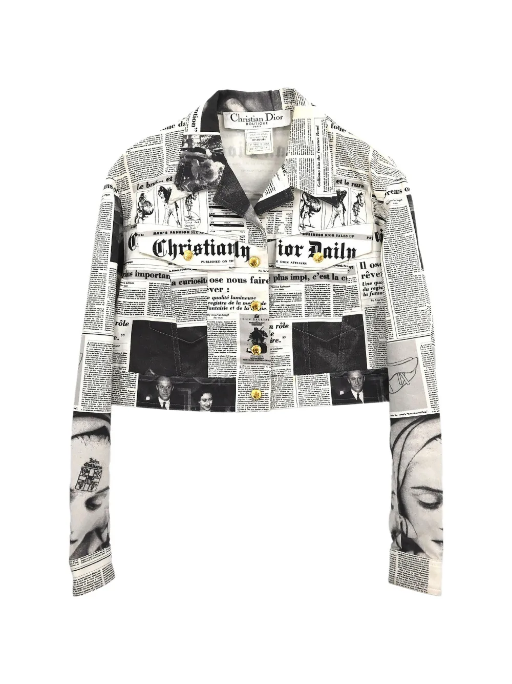Christian Dior Pre-Owned 2000 Newspaper-print cropped jacket - Bianco