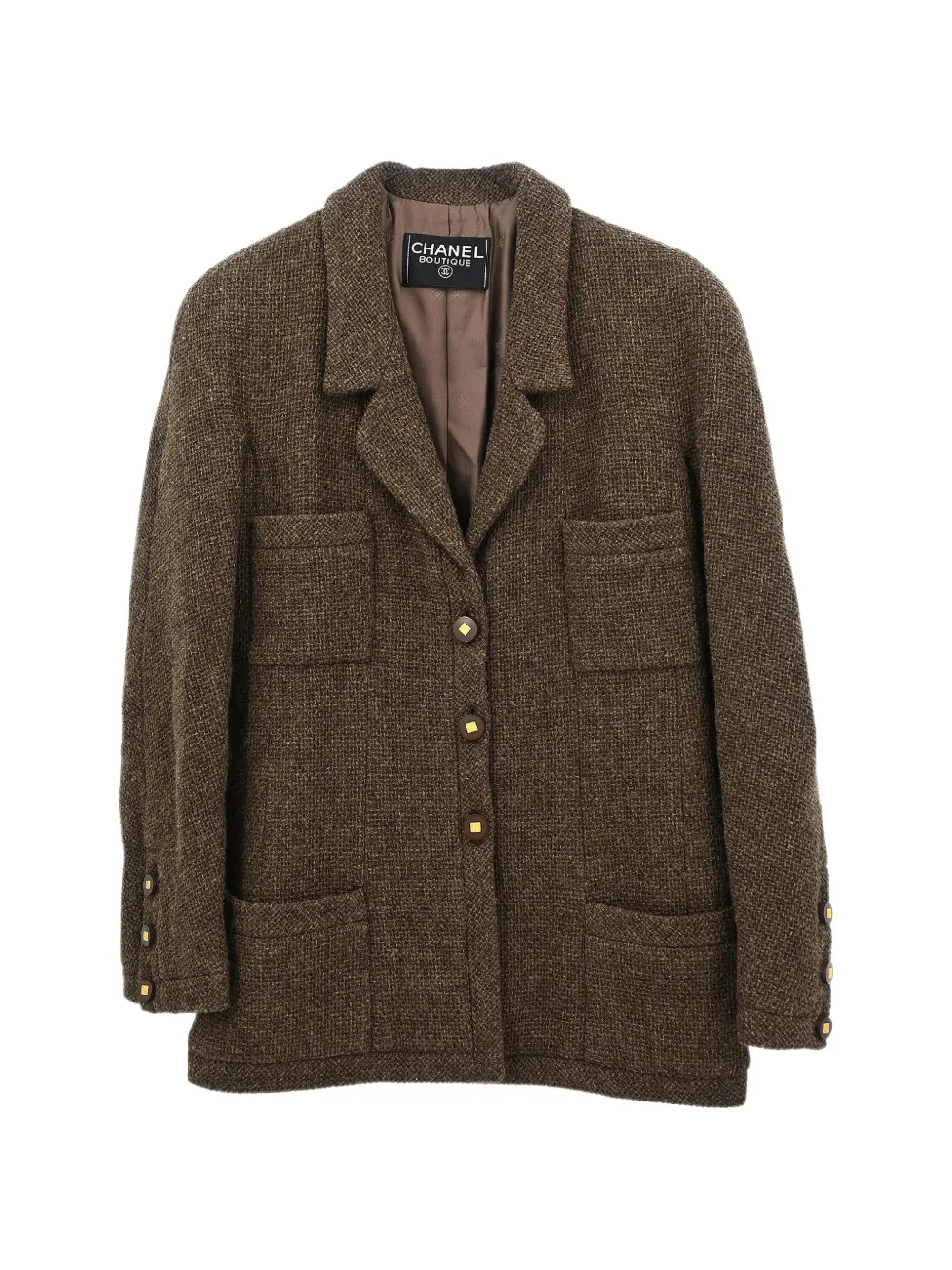 CHANEL Pre-Owned 1990-2000 single-breasted tweed blazer - Braun