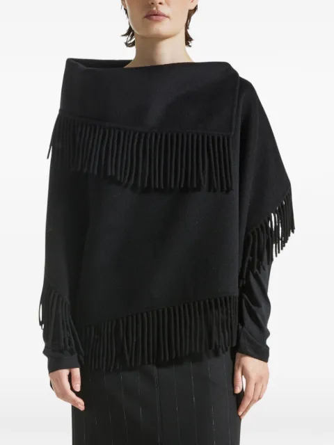 Seventy fringe-trim wool-blend poncho